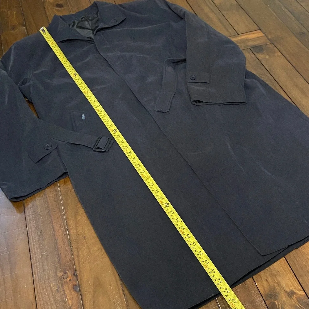 Vintage Polo Ralph Lauren Mens Navy Blue Belted Trench Coat Long Overcoat Jacket